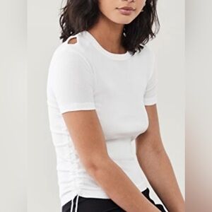 Helmut Lang White Scrunchie ribbed Cutout Tee NEW Size Medium